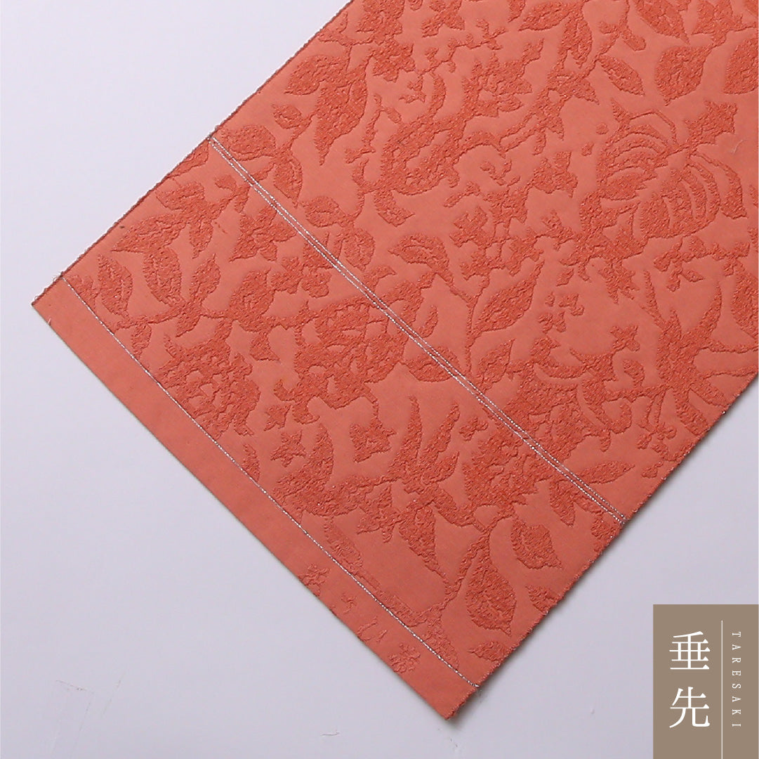 名古屋帯 六通 帯丈314cm カジュアル Sランク 木綿 唐草 上品 優しい ピンク系 1224-02614