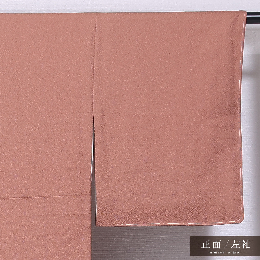 江戸小紋 (鮫) 袷 身丈153cm 裄丈63cm 正絹 Cランク 一つ紋 (蔦) セミフォーマル 広衿 Sサイズ 朱系 LP 1220-11871