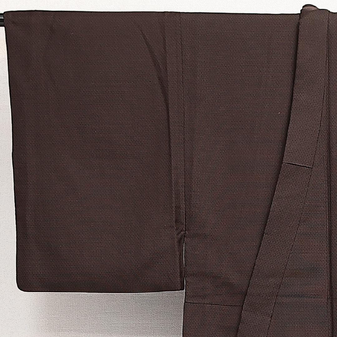 男着物 袷 身丈131cm 裄丈62cm 正絹 Sランク カジュアル 棒衿 XSサイズ 茶系 RP 1224-13998