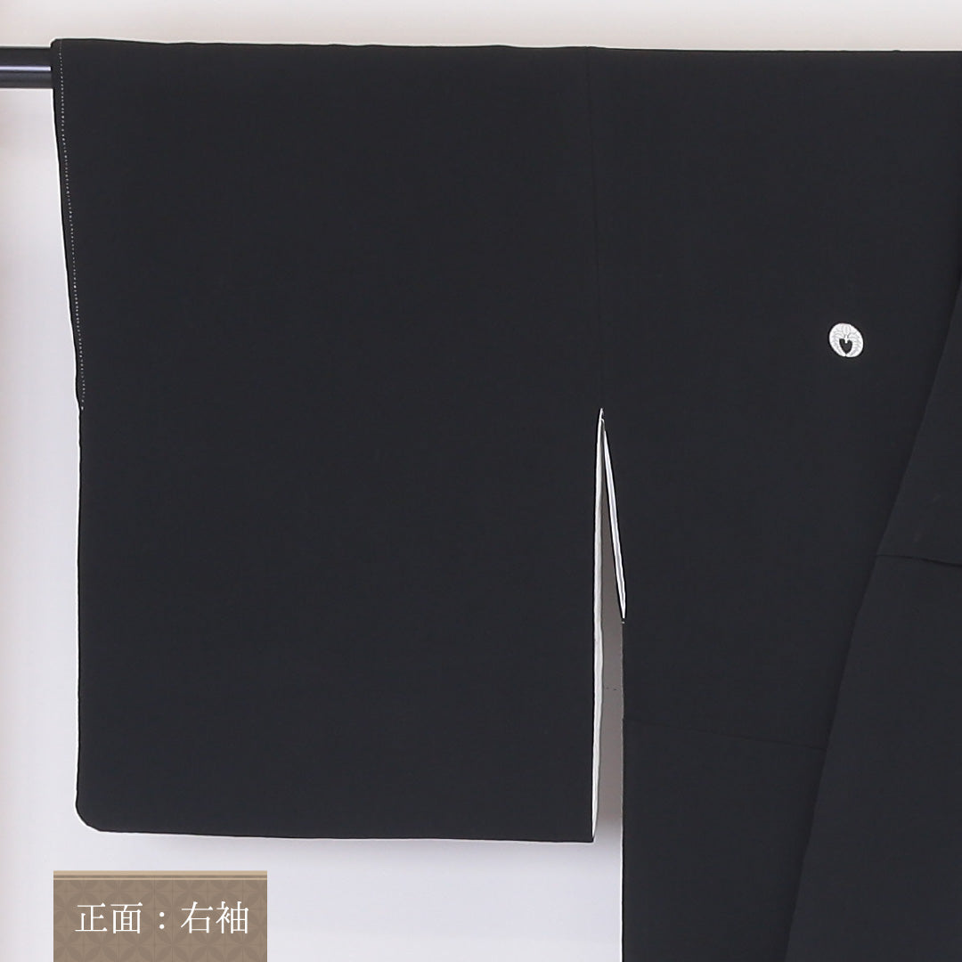 黒留袖 五つ紋 下り藤 身丈158cm 裄丈64cm Sランク 正絹 袷 比翼 広衿 M 京友禅 松 フォーマル 黒系 1211-F0215