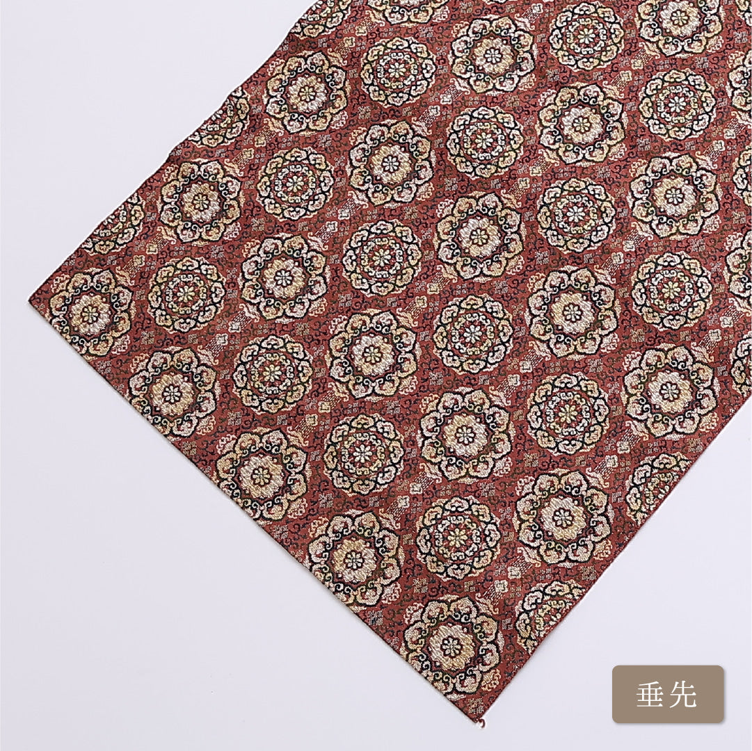 名古屋帯 帯丈332cm 全通 開き仕立て Sランク カジュアル アラベスク 金銀糸 正絹 茶系 1224-01306