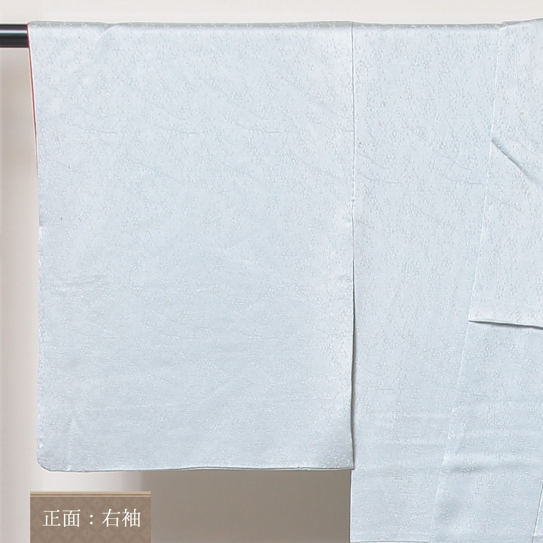 付下げ 袷 身丈170~174cm 裄66.5cm 正絹 部分絞り 草花 水色系 Cランク 1212-00605