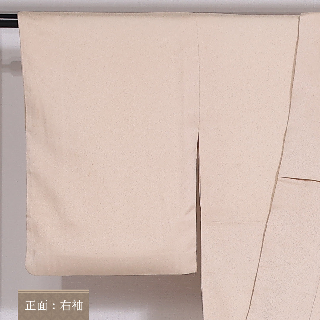 色留袖 一つ紋 身丈151cm 裄丈62cm Cランク 正絹 袷 広衿 S 金駒刺繍 桐 梅 セミフォーマル クリーム系 1211-F0284