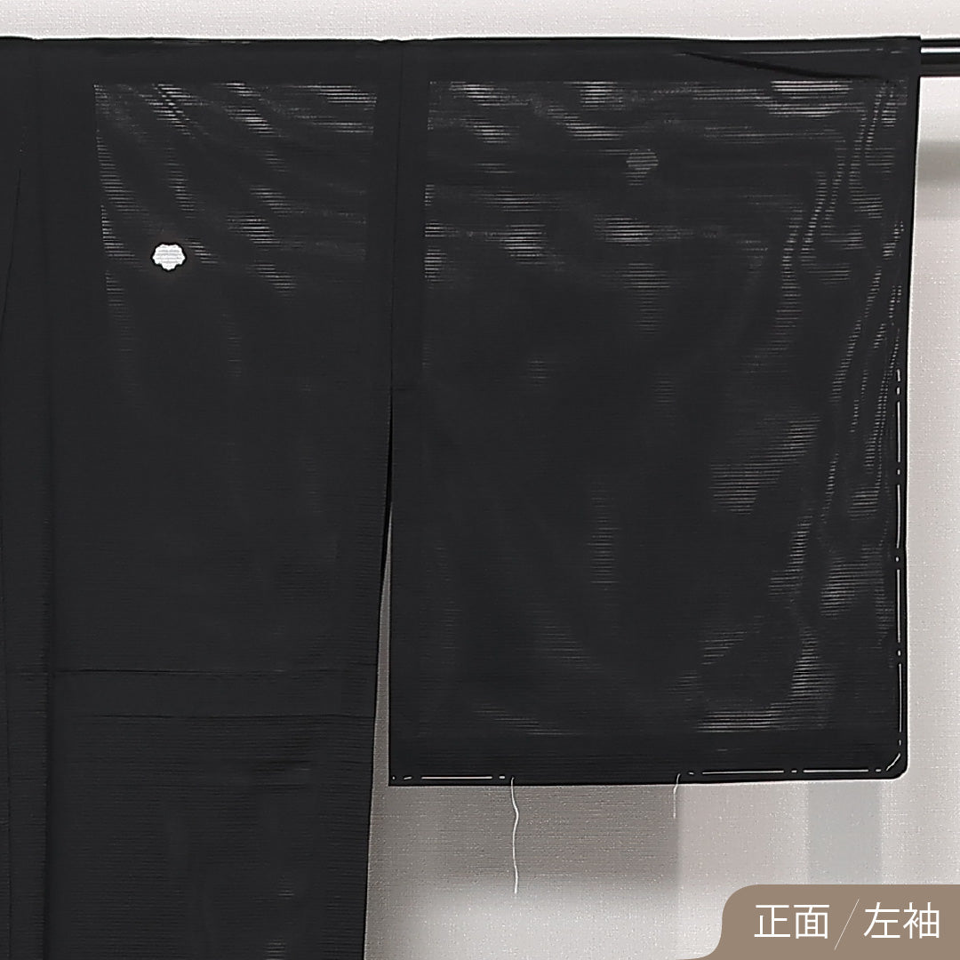 黒紋付 五つ紋 蔦 身丈164cm 裄丈67cm Sランク 正絹 夏物 広衿 L フォーマル 黒系 1299-F0550