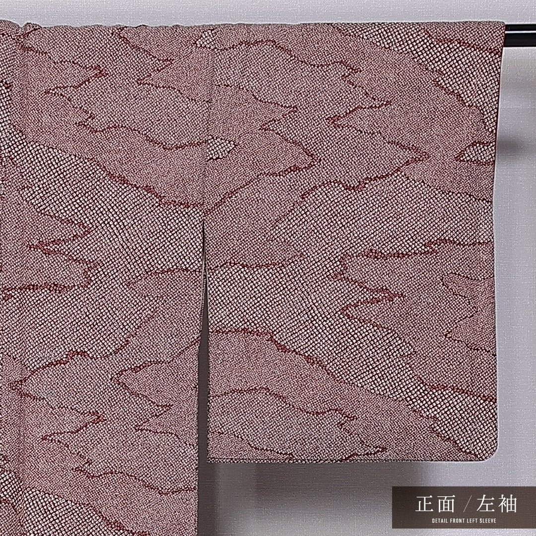 小紋 身丈151cm 裄丈63cm M 正絹 Cランク 袷 バチ衿 鹿の子柄 1215-11246