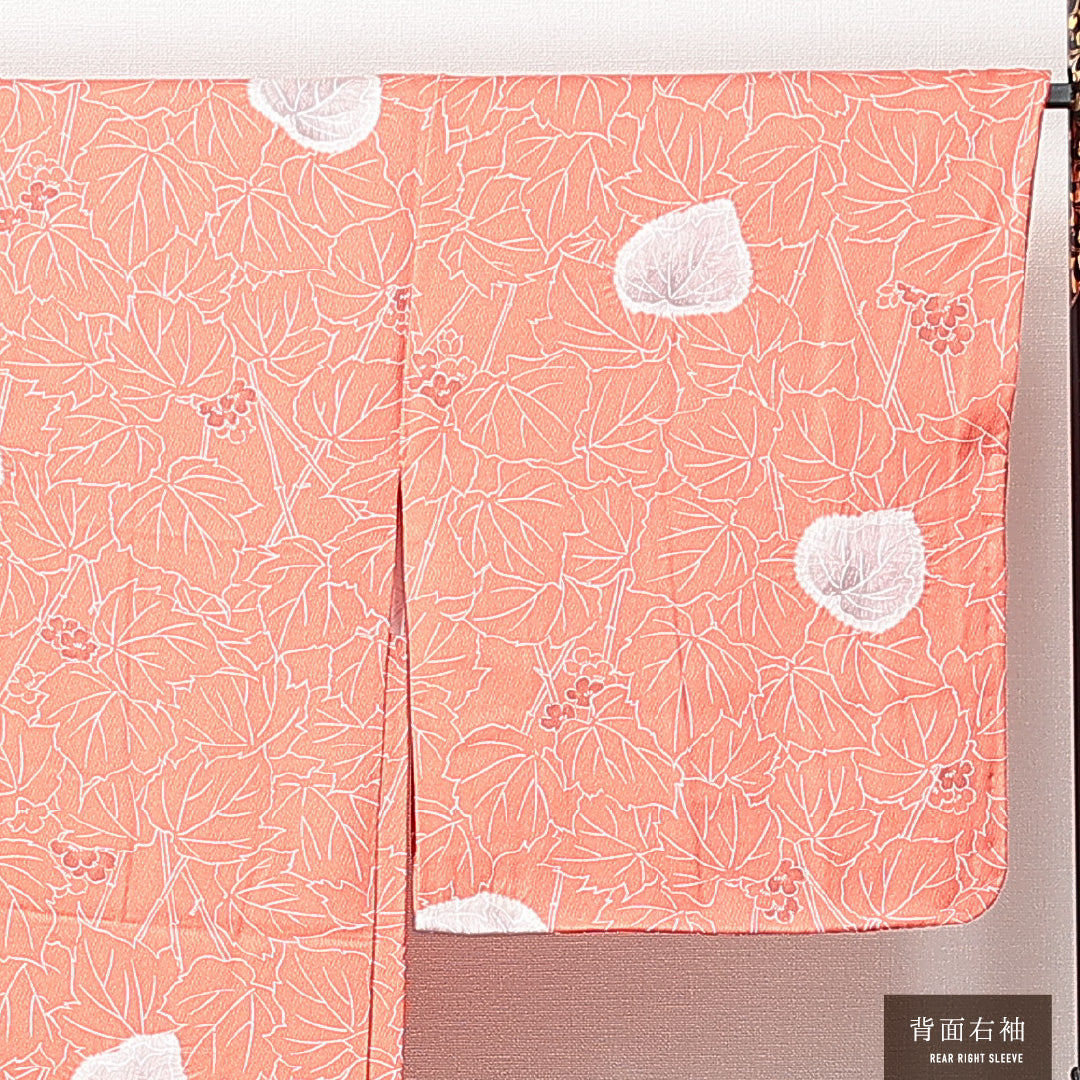 未使用品 羽織 袷 身丈92cm 裄丈65cm 正絹 Nランク カジュアル Mサイズ しつけ糸 葵 ピンク系 RP 1232-14697