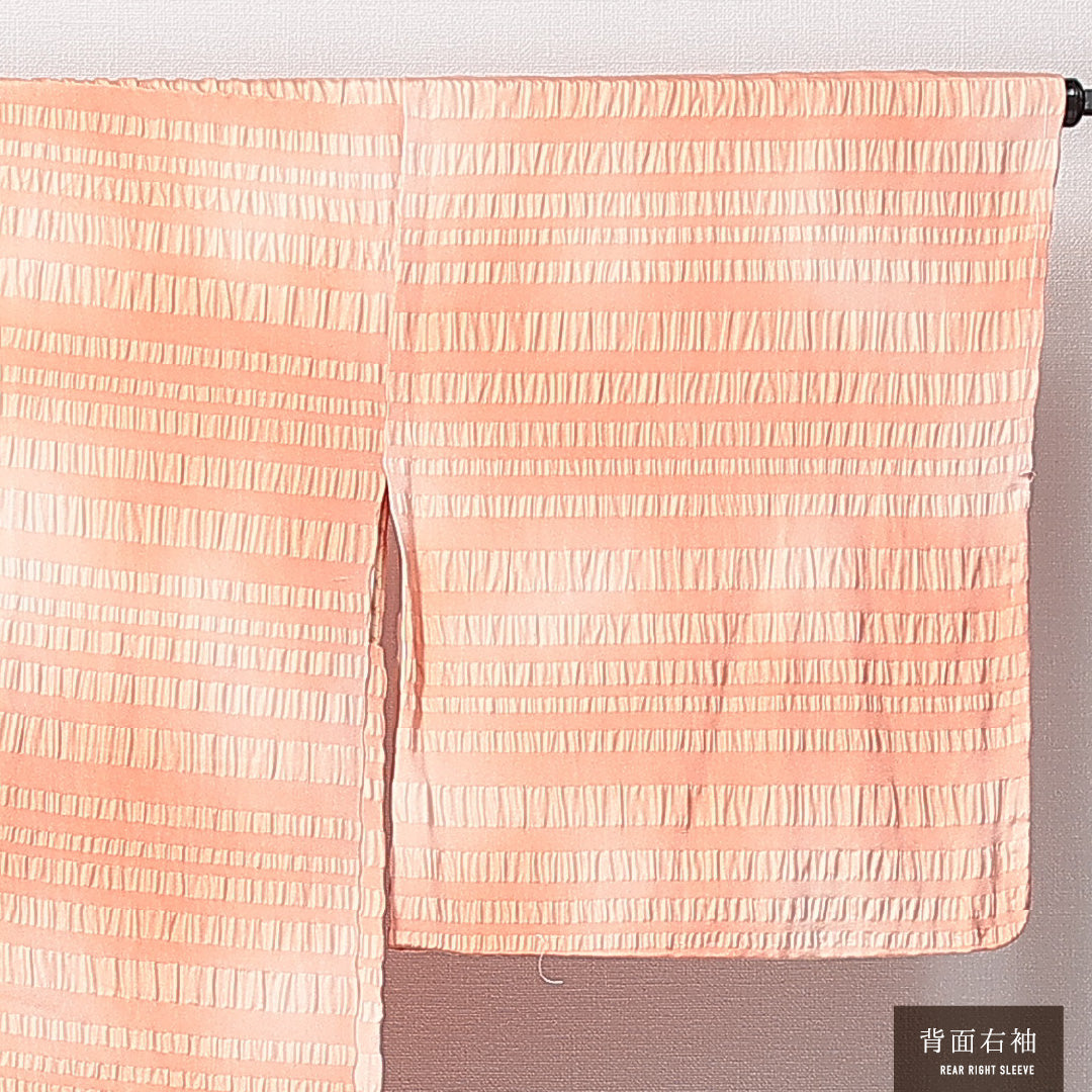 羽織 袷 身丈78cm 裄丈65cm 正絹 Sランク カジュアル Mサイズ ふくれ織 ぼかし染 紐あり 朱系 RP 1232-14675