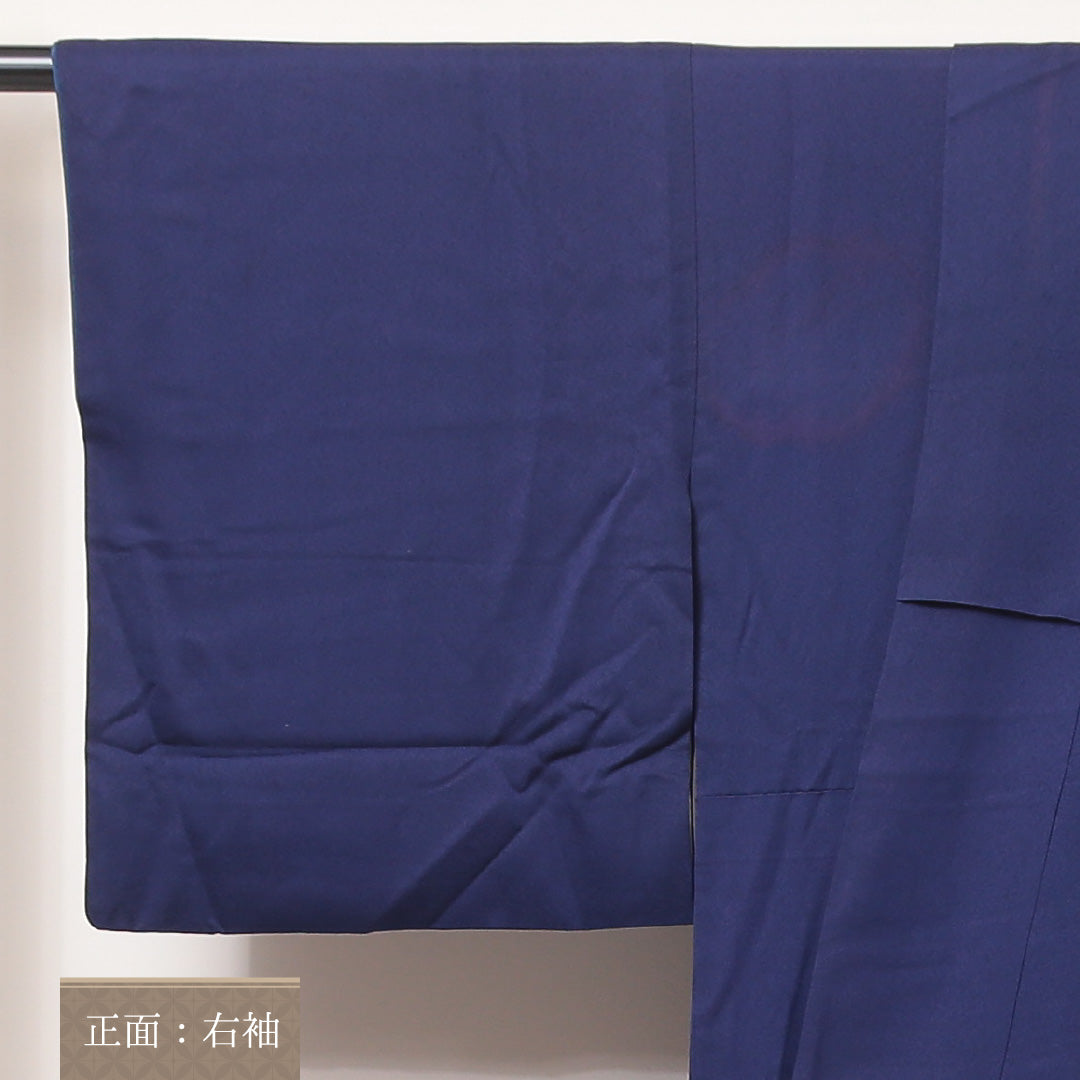 訪問着 袷 身丈160~164cm 裄69cm 正絹 鴛鴦や菖蒲 金彩 青系 Bランク 1212-00594