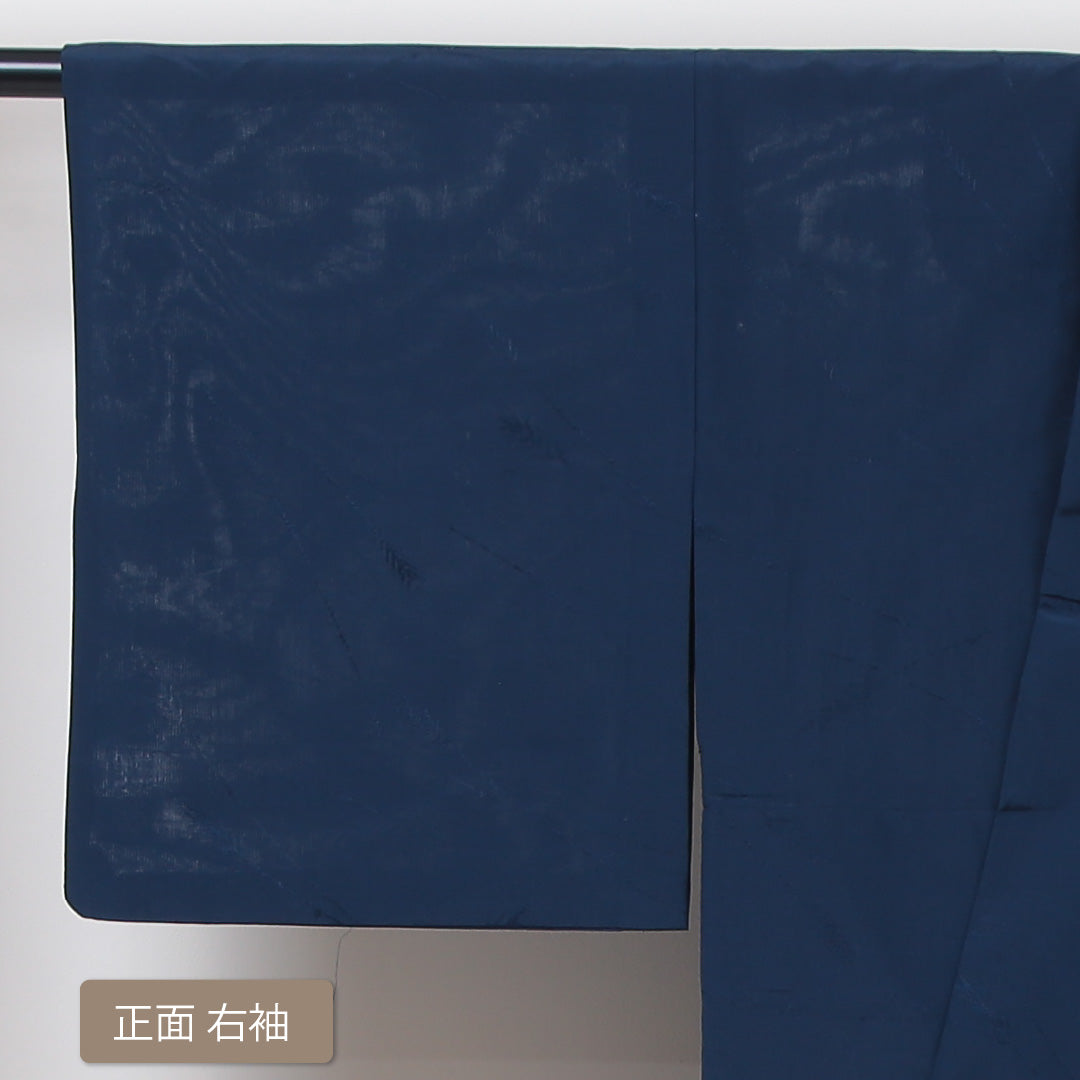 夏物 色無地 夏紬 身丈143cm 裄丈62cm 正絹 Cランク インフォーマル 広衿 XSサイズ 植物柄 青系 LP 1219-05079