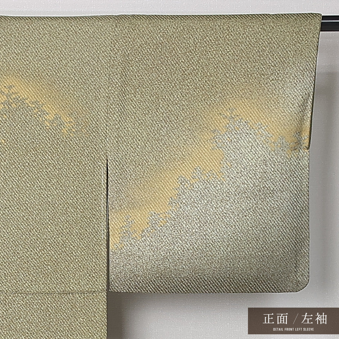 訪問着 身丈153cm 裄丈65cm Sランク S 正絹 袷 広衿 一つ紋 落款 遠山 フォーマル 緑系 1212-12437