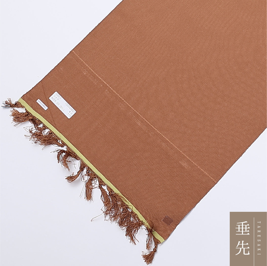 未使用品 名古屋帯 帯丈544cm ポイント柄 未仕立て Nランク カジュアル 刺繍 綴れ織 正絹 茶系 1224-01399