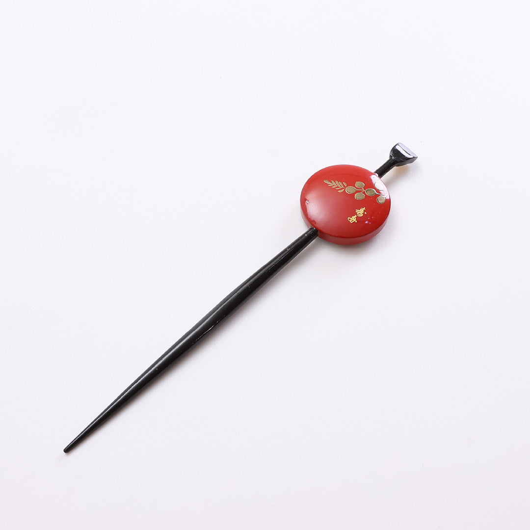 平打 髪飾り Aランク アクリル樹脂 寿船 かんざし 蒔絵 流水 月 赤系 1237-00373
