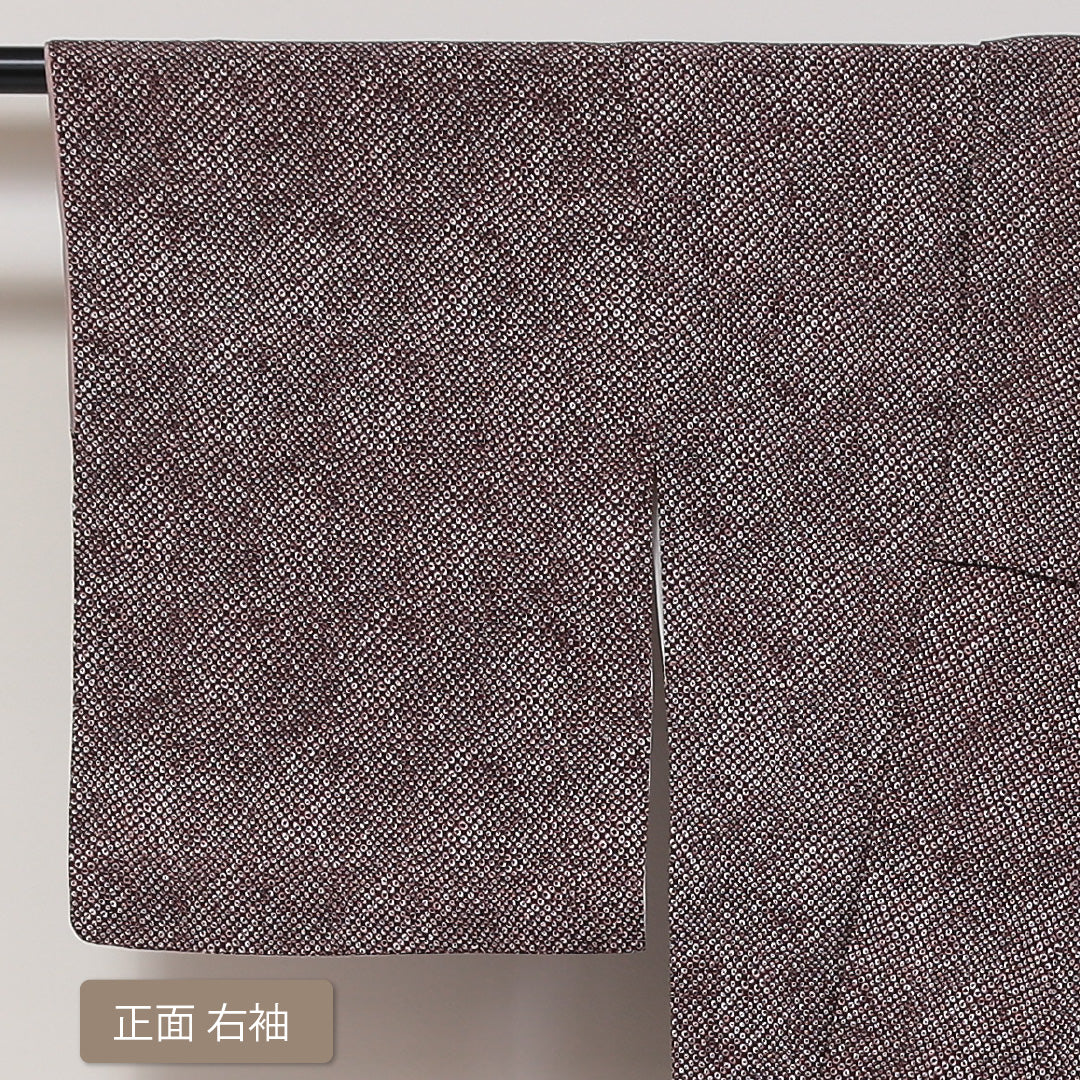 小紋 袷 身丈154cm 裄62cm 茶系 鹿の子 市松 正絹 Bランク 1215-01780-4214