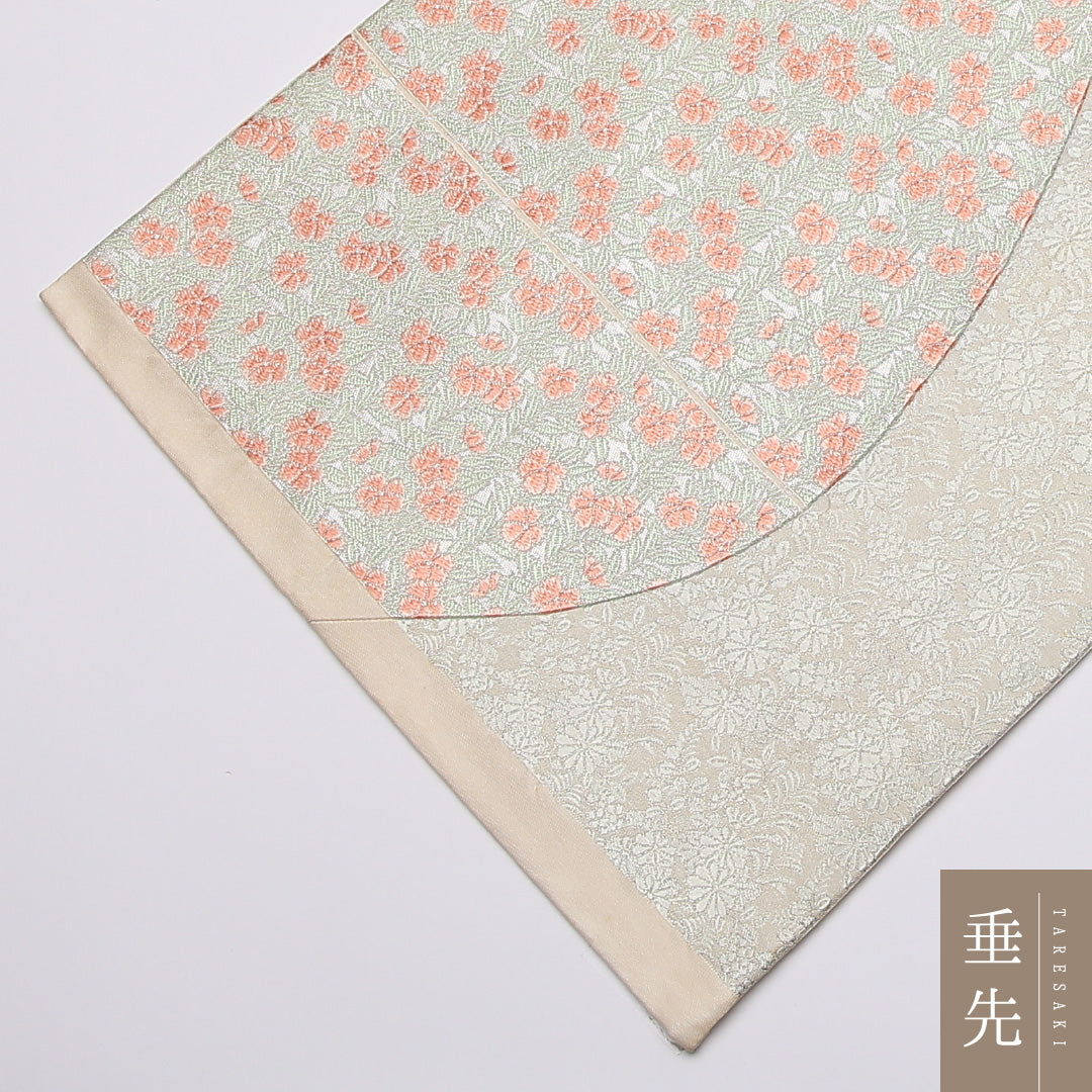 袋帯 帯丈436cm 六通 桜 菊 白系 セミフォーマル ピンク系 正絹 Aランク 1223-01087