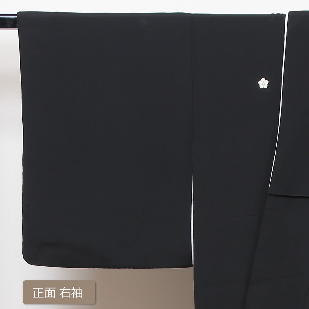 黒留袖 五つ紋 桔梗 身丈156cm 裄丈63cm Sランク 正絹 袷 広衿 M 落款 鴛鴦 流水 フォーマル 黒系 1211-F0161