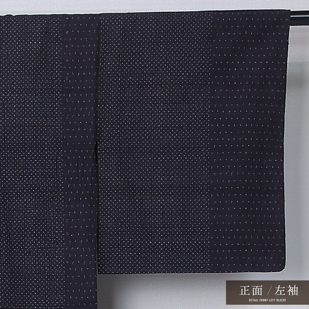 紬 単衣 身丈152cm 裄丈62cm 正絹 Sランク カジュアル 広衿 Sサイズ 居敷当て 十字絣 グレー系 RP 1223-12257