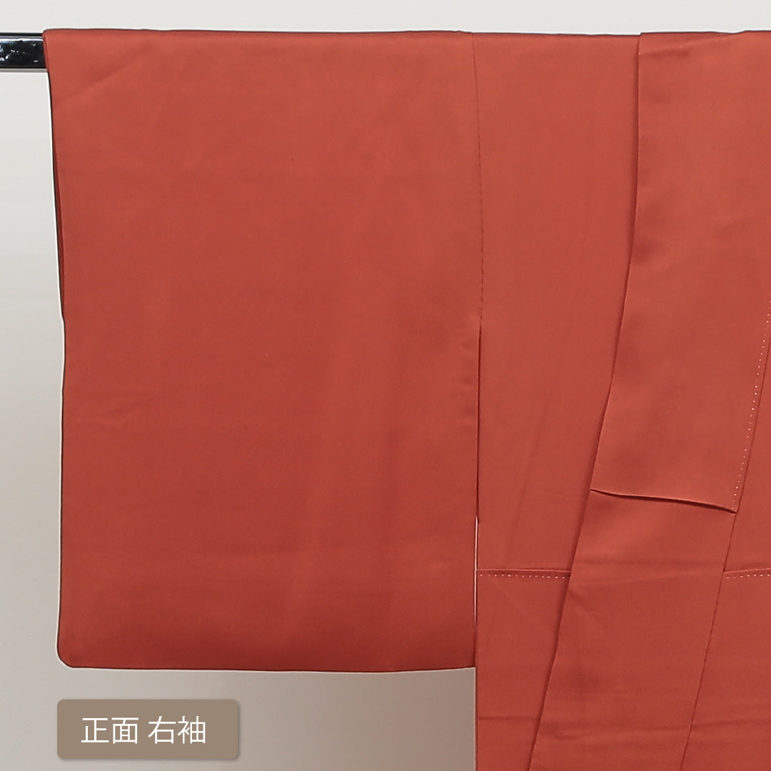 色留袖 身丈155cm 裄丈62.5cm Bランク 正絹 袷 広衿 M 刺繍 孔雀 セミフォーマル 朱系 1211-F0153
