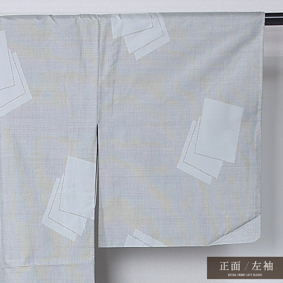 紬 単衣 身丈155cm 裄丈63cm 正絹 Sランク カジュアル 広衿 Mサイズ 色紙 グレー系 M4 1223-12240