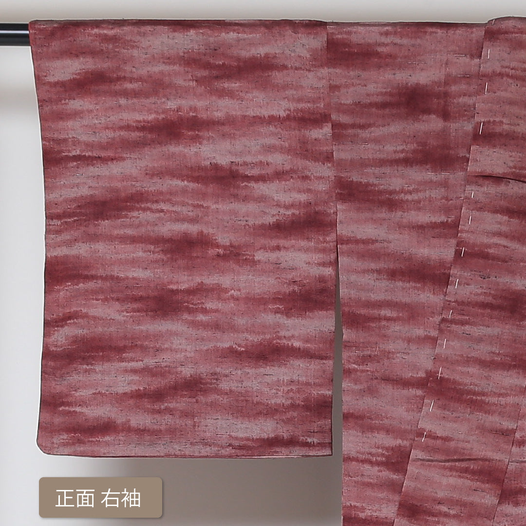 真綿紬 袷 身丈155cm 裄丈63cm 正絹 Aランク カジュアル 広衿 Mサイズ 抽象柄 赤系 RP 1223-03047