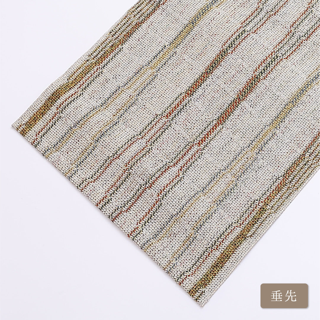名古屋帯 夏帯 帯丈328cm 全通 松葉仕立て Sランク カジュアル 幾何学 創作 正絹 白系 1224-01286