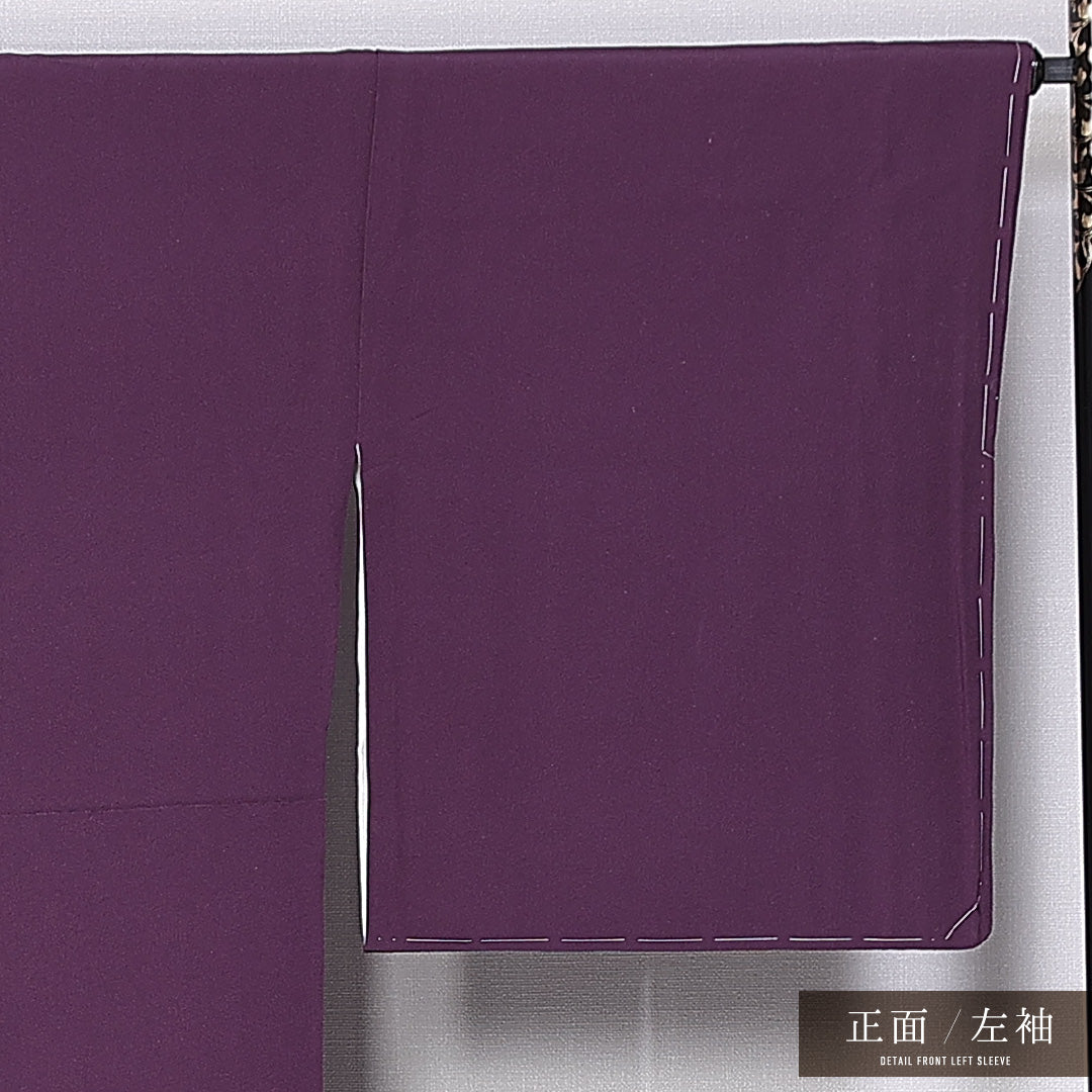 色留袖 身丈156.5cm 裄丈67.5cm 袷 一つ紋 藤輪に花菱 正絹 Aランク 広衿 藤 しつけ糸 1211-F0411
