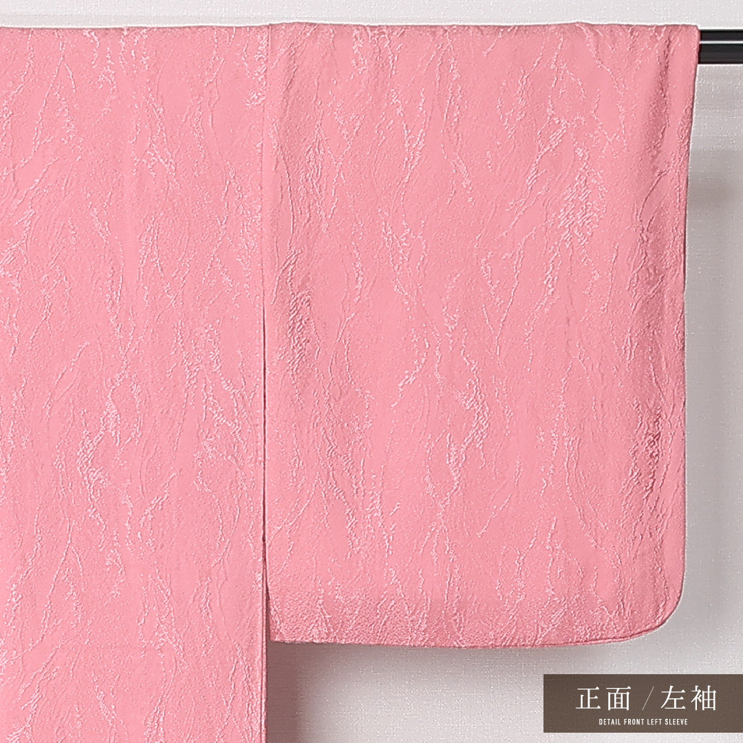 色無地 袷 身丈147cm 裄丈60cm 正絹 Sランク インフォーマル 広衿 XSサイズ 無地 ピンク系 RP 1219-12432