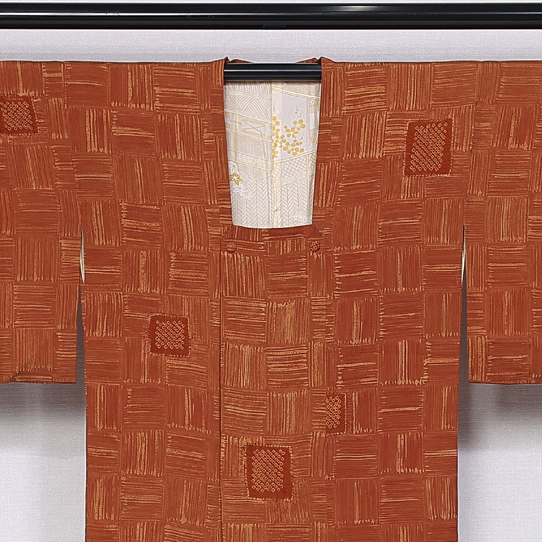 道行コート 袷 身丈86cm 裄丈63cm 正絹 Sランク セミフォーマル Sサイズ 創作柄 朱系 RP 1237-10620
