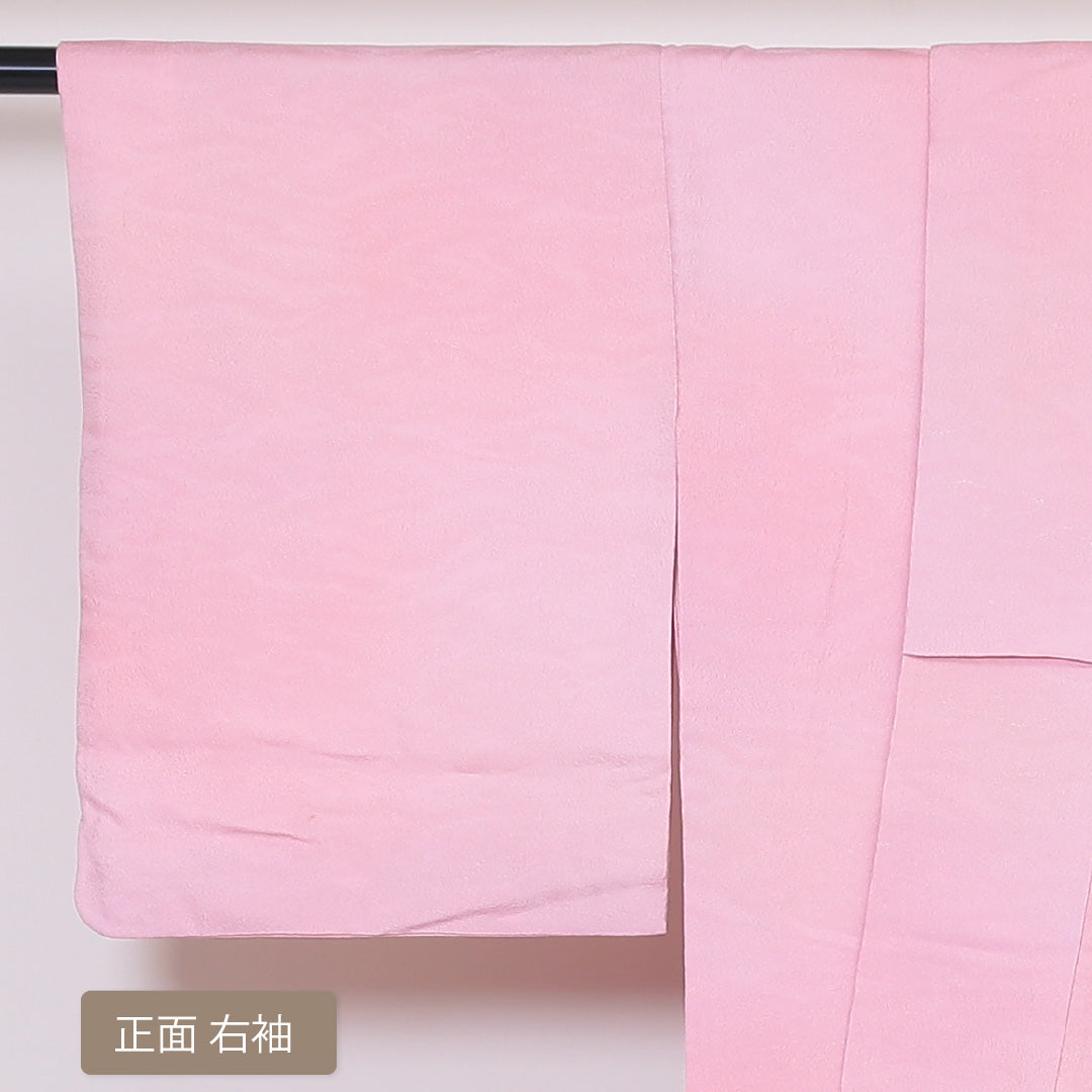 色無地 袷 身丈164cm 裄丈64cm 正絹 Aランク 一つ紋 (橘) セミフォーマル 広衿 Lサイズ ふくれ織 山本唯与志 ぼかし染 作家物 落款 ピンク系 M4 1219-05197
