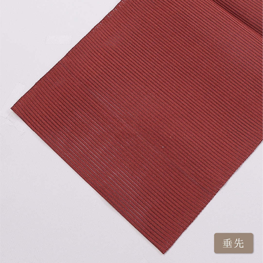 九寸名古屋帯 (夏帯) Sランク 帯丈360cm 正絹 ポイント柄 開き仕立て 織り カジュアル 縞 朱系 LP 1245-00950