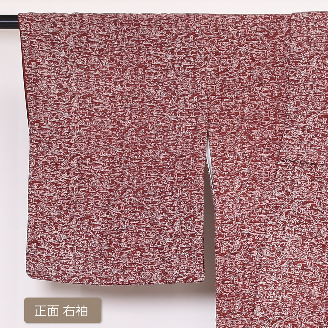 小紋 袷 身丈162cm 裄丈65cm 正絹 Sランク インフォーマル 広衿 Lサイズ 動物柄 赤系 RP 1221-01869