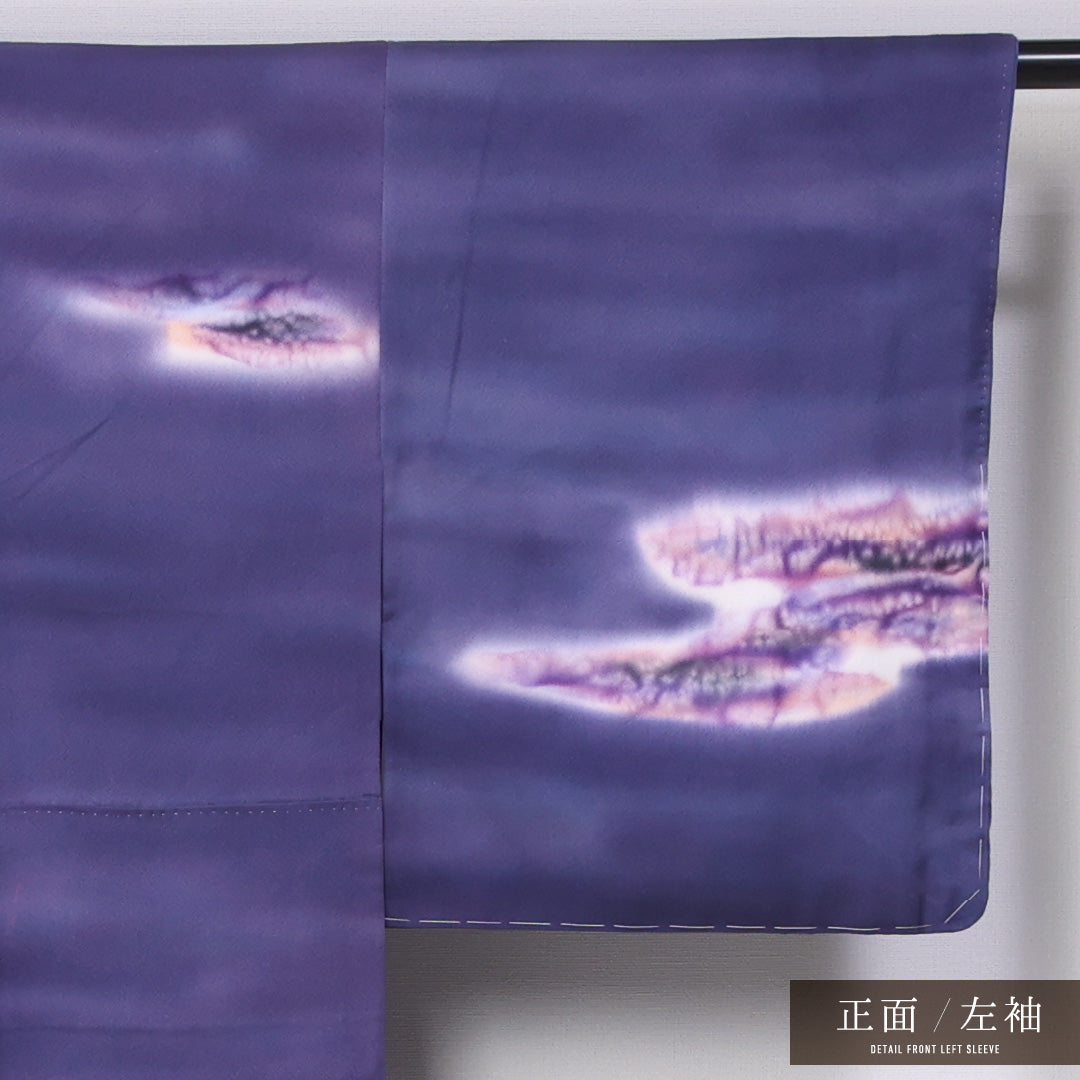付下げ 袷 身丈150cm 裄丈62cm 正絹 Sランク インフォーマル 広衿 Sサイズ 訪問着 ぼかし染 創作柄 紫系 M4 1218-11528