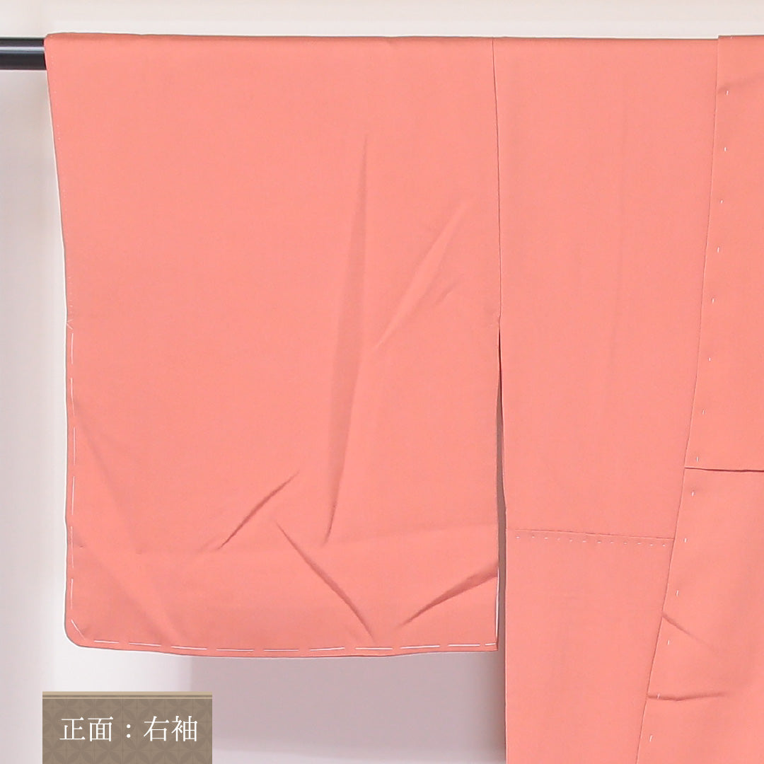 未使用品 色留袖 三つ紋 丸に立ち沢瀉 身丈168cm 裄丈66cm Nランク 正絹 袷 広衿 XL 落款 しつけ糸 金彩 牡丹 セミフォーマル 朱系 1211-F0271