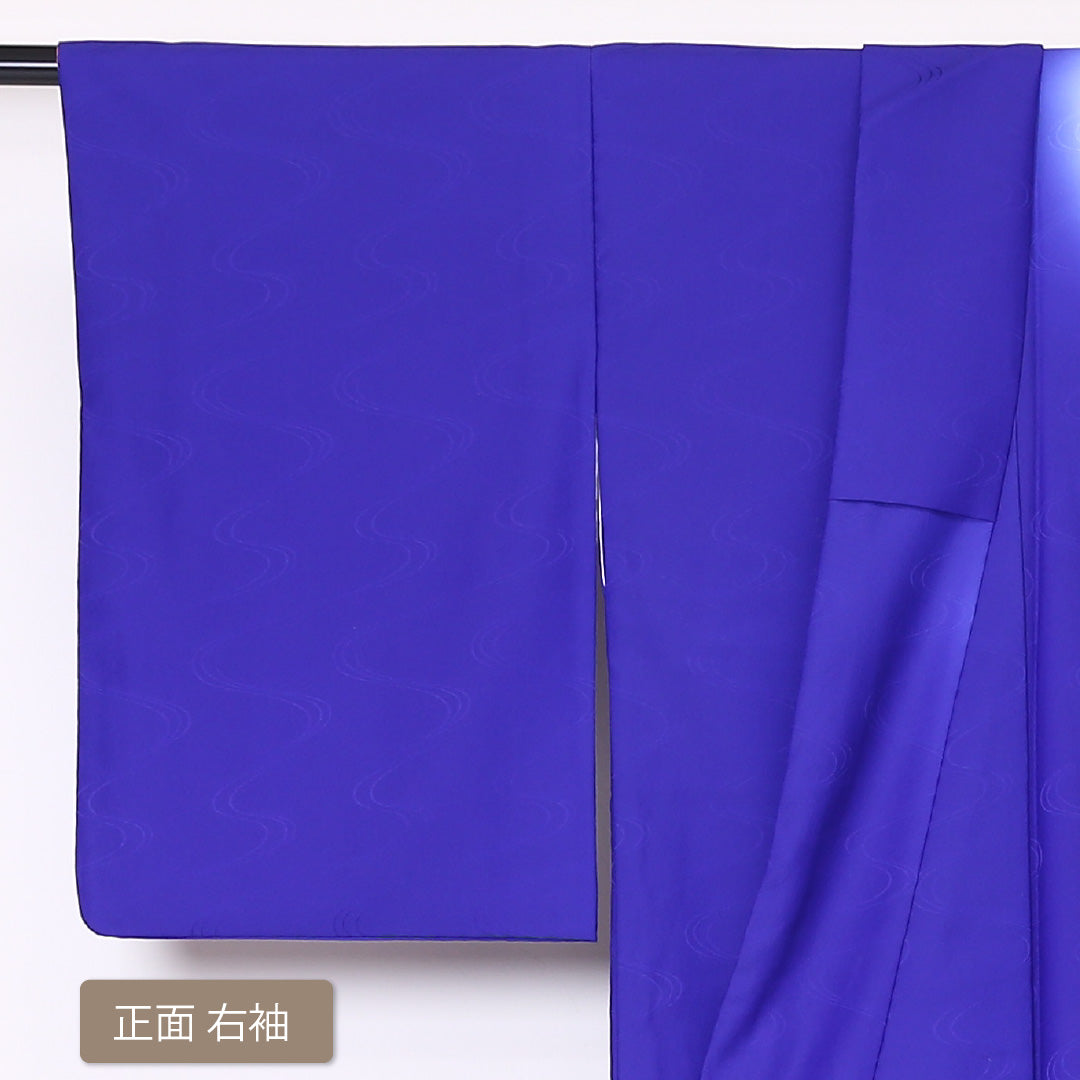 訪問着 袷 身丈159cm 裄丈66cm 正絹 Sランク セミフォーマル 広衿 Mサイズ 牡丹 青系 RP 1217-04477