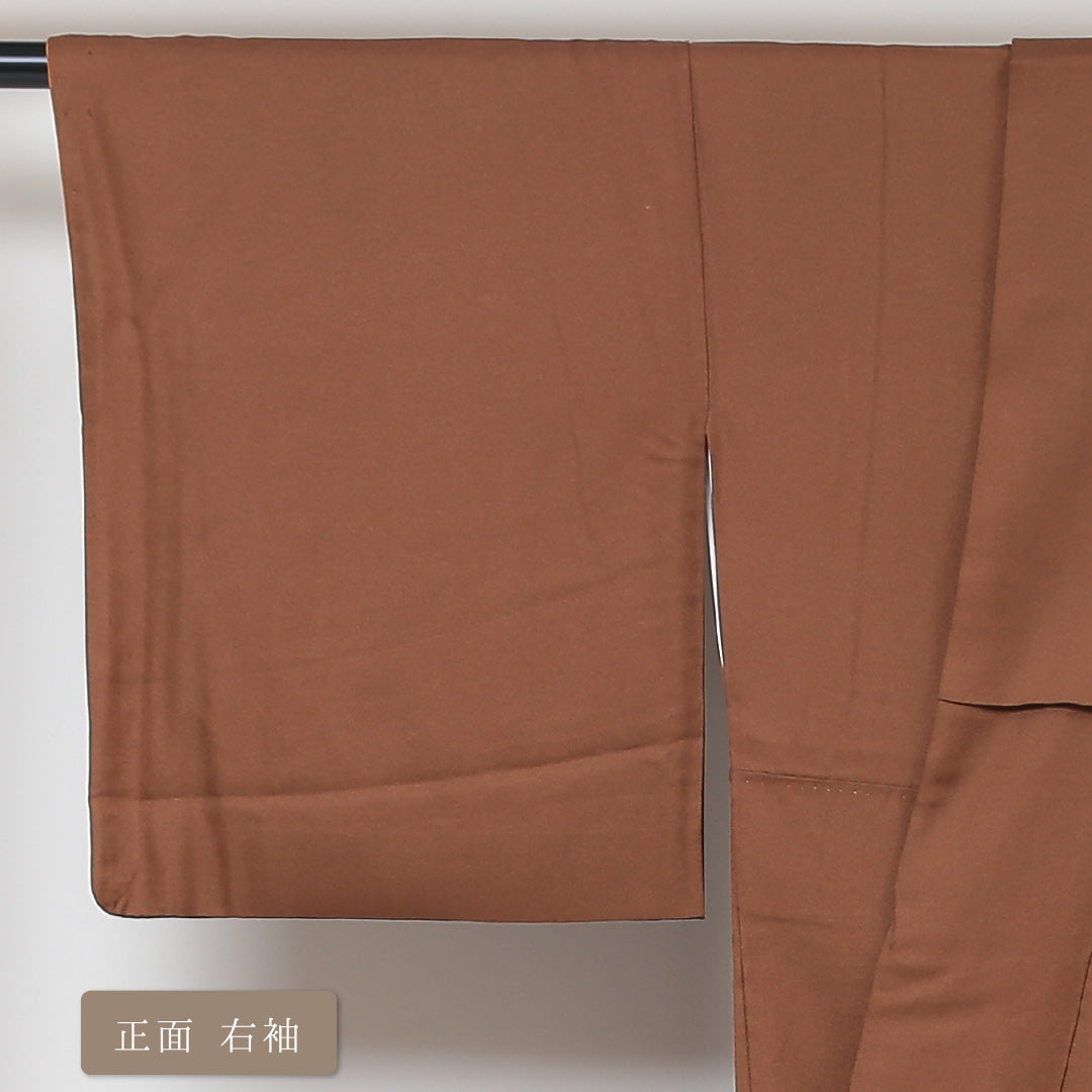 訪問着 袷 身丈158cm 裄丈66cm 正絹 Aランク セミフォーマル 広衿 Mサイズ 京友禅 草野一騎 金彩 作家物 落款 菊 茶系 SR 1217-04331