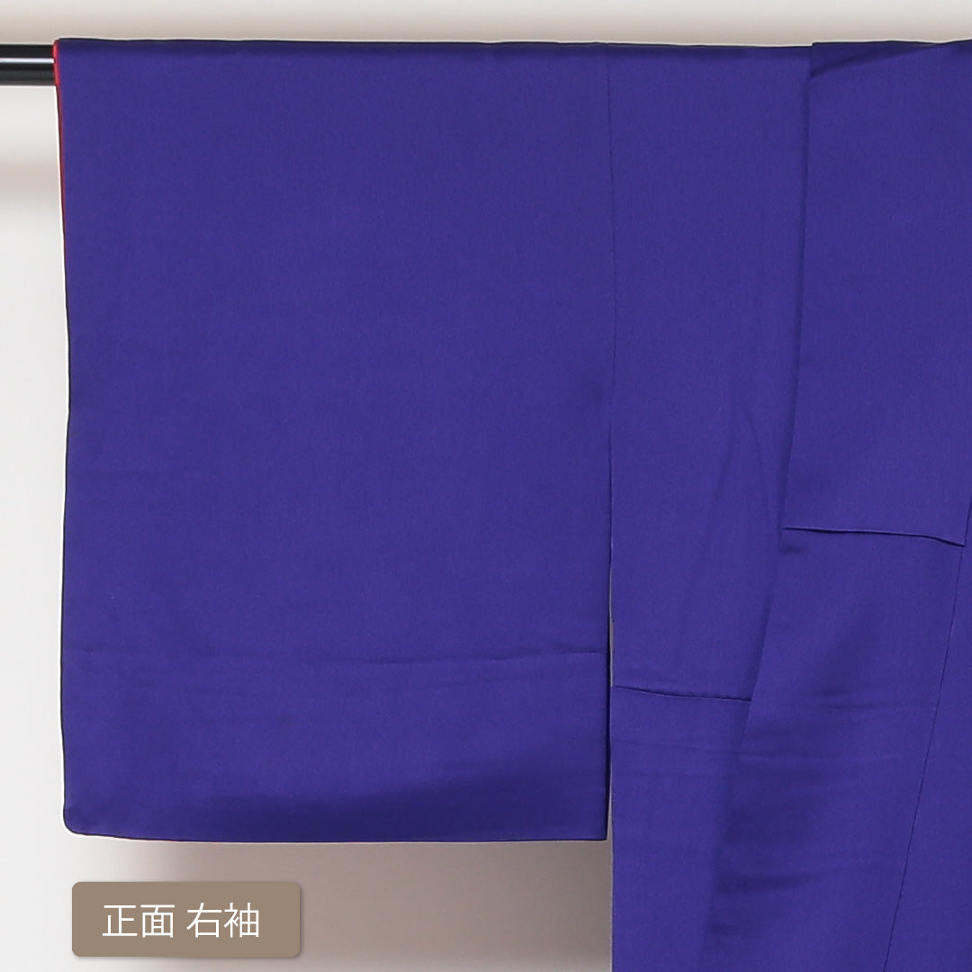 訪問着 袷 身丈160cm 裄丈64cm 正絹 Sランク セミフォーマル 広衿 Lサイズ 花柄 紫系 PO 1217-04377