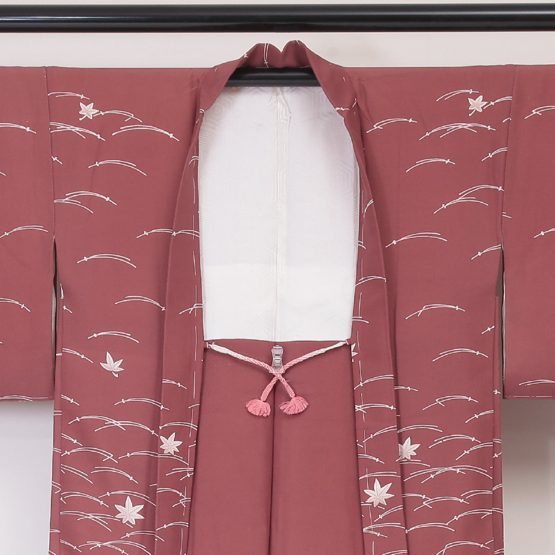 羽織 袷 身丈83cm 裄丈64cm 正絹 Sランク カジュアル Mサイズ 紅葉 茶系 RP 1232-05794
