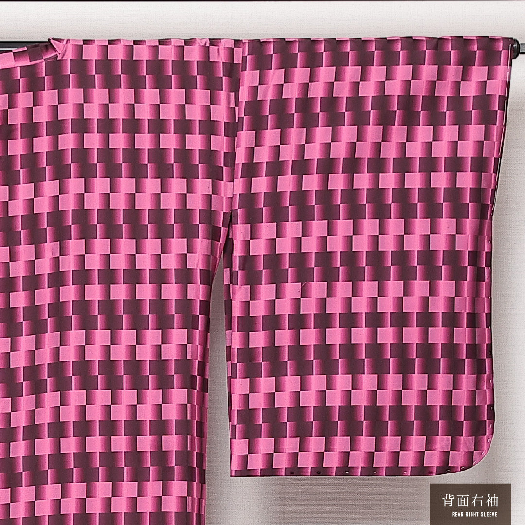 未使用品 道行コート 単衣 身丈135cm 裄丈65cm 正絹 Nランク カジュアル Mサイズ ポケットあり しつけ糸 ピンク系 M4 1237-13894