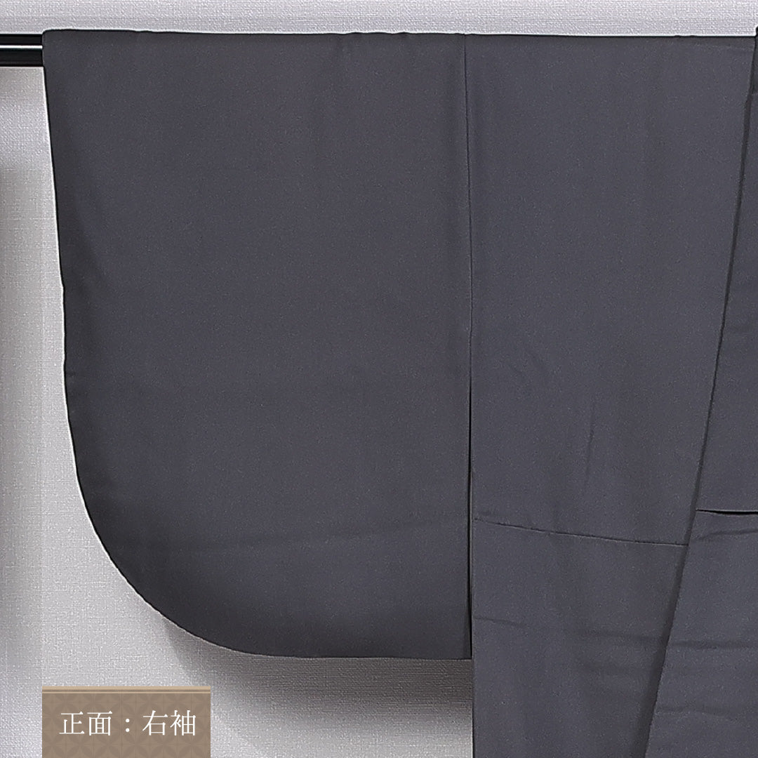 色留袖 一つ紋 丸に違い鷹の羽 身丈166cm 裄丈65.5cm Aランク 正絹 袷 広衿 XL 金駒刺繍 菊 セミフォーマル グレー系 1211-F0301
