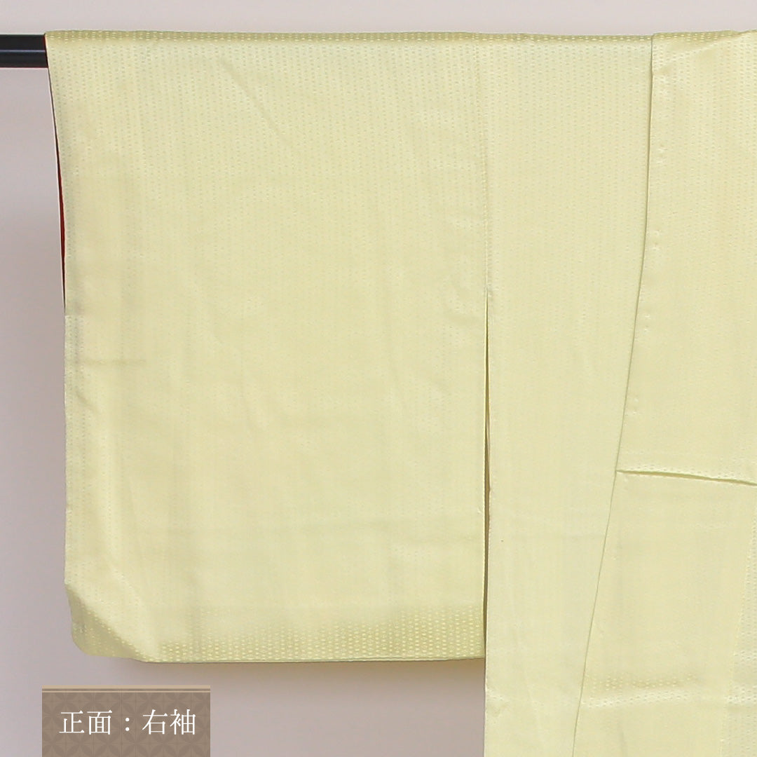 付下げ 袷 身丈160~164cm 裄65.5cm 正絹 牡丹 黄系 Aランク 1212-00538
