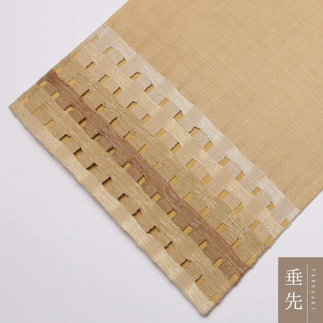 袋帯 帯丈450cm 六通 ますいわ屋 はればれ加工 創作 カジュアル 黄系 正絹 Sランク 1223-01109