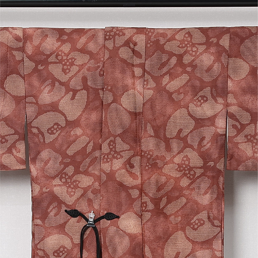 道中着 袷 身丈79cm 裄丈63cm 正絹 Sランク カジュアル Sサイズ 花柄 赤系 RP 1236-12905