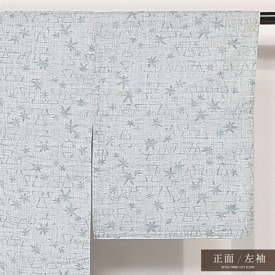 夏物 洗える着物 木綿の紬 夏物 身丈156cm 裄丈66cm 木綿 Cランク カジュアル 広衿 Mサイズ 幾何学柄 ヒトデ グレー系 RP 1223-13294
