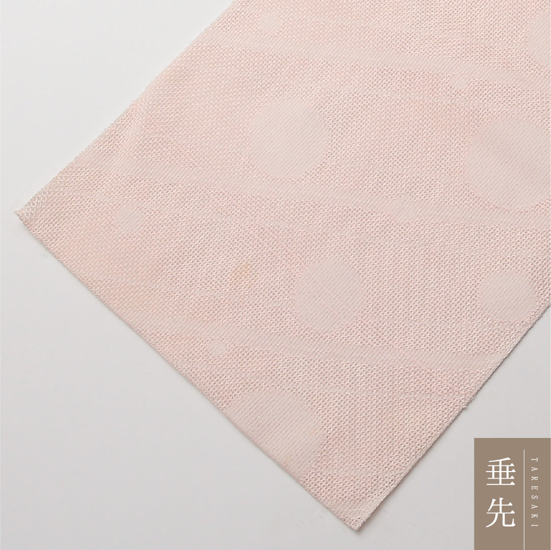 八寸名古屋帯 (夏帯) Aランク 帯丈366cm 正絹 六通 松葉仕立て 織り カジュアル 創作柄 ピンク系 M4 1245-02155