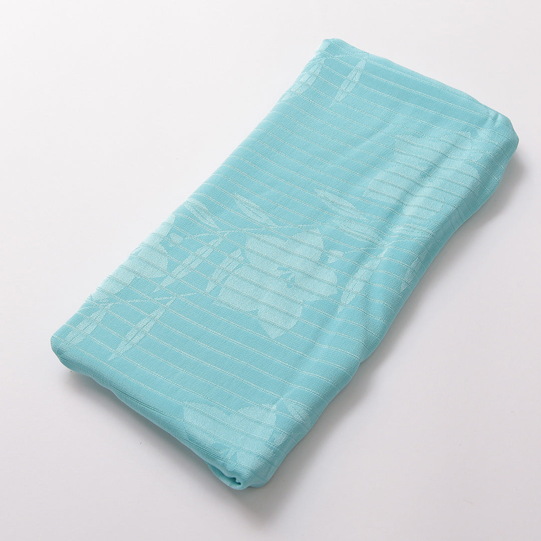 未使用品 夏物 帯締め・帯揚げセット カジュアル 正絹 Aランク 共箱 和装小物 帯締め 帯揚げ 水色系 1221-00932