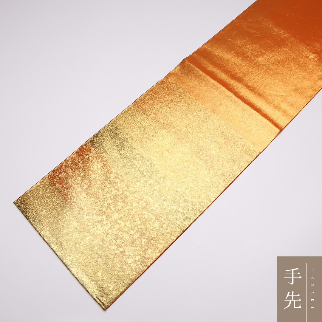 袋帯 帯丈432cm 正絹 六通 セミフォーマル ふくれ織 抽象柄 朱系 1243-01019