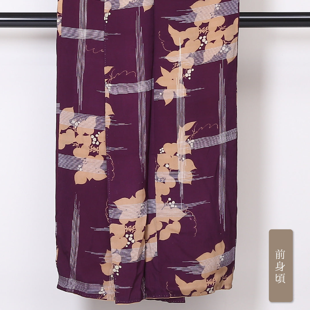 アンティーク 小紋 袷 身丈145cm 裄65cm 紫系 錦紗 正絹 Aランク 1215-01942-3120