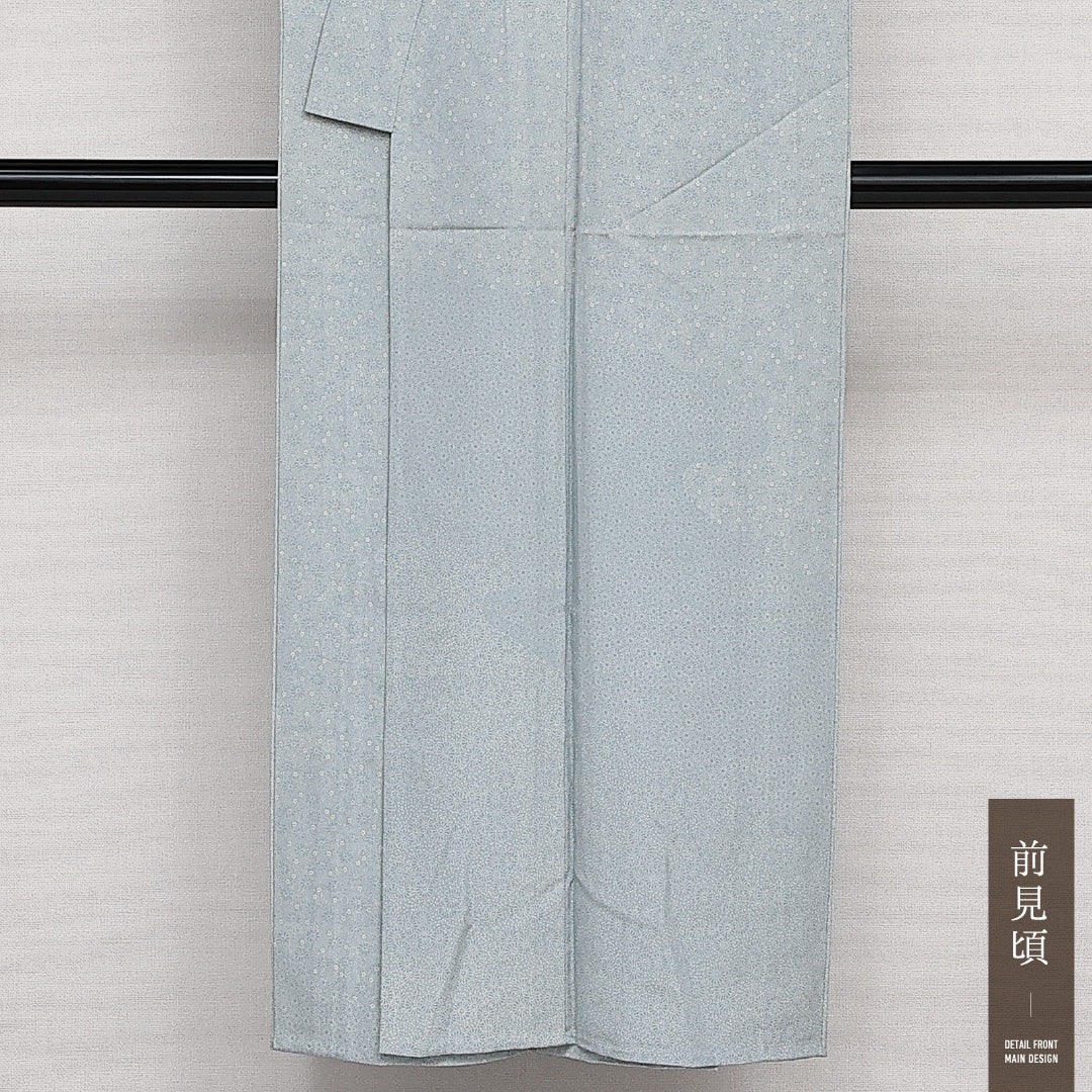 付下げ 袷 身丈147cm 裄丈61cm 正絹 Aランク インフォーマル バチ衿 XSサイズ 江戸小紋 作家物 落款 唐華 水色系 RP 1218-14163