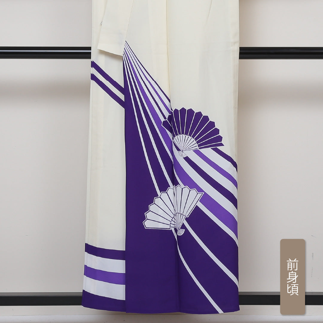 訪問着 単衣 身丈154cm 裄65cm 洗える着物 白系 Aランク 衣装 1212002823211