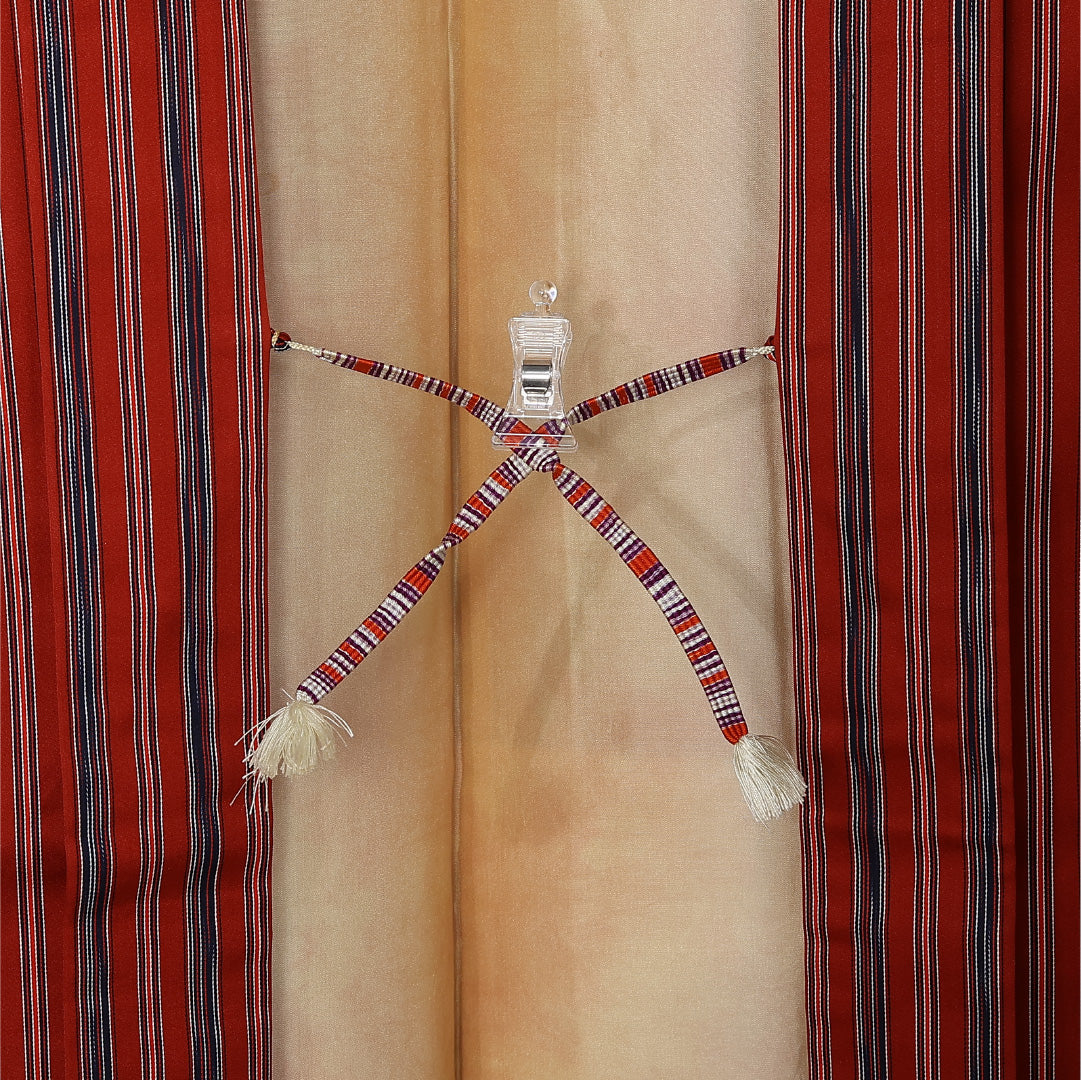 羽織 袷 身丈73cm 裄丈63cm 正絹 Sランク カジュアル Sサイズ 紐あり 縞 赤系 RP 1232-12869