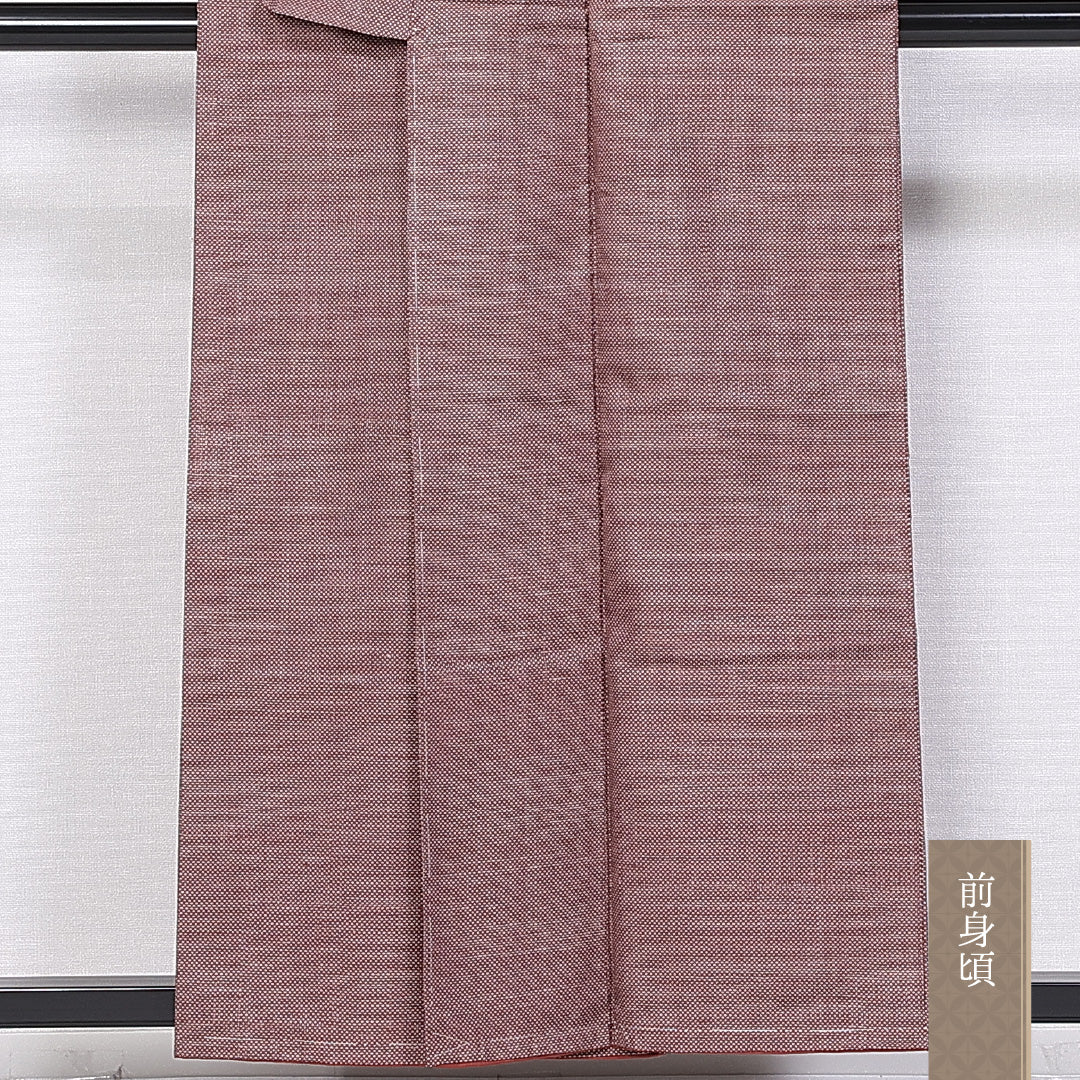 紬 袷 身丈155cm 裄丈62cm 正絹 Aランク カジュアル 広衿 Mサイズ 蚊絣 ピンク系 HP 1223-10948
